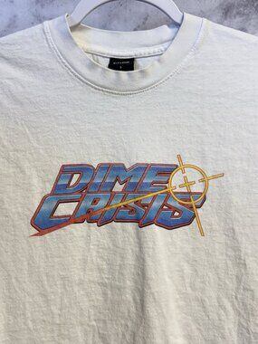 Dime Crisis Skateboard T Shirt Mens Small White Short Sleeve Skate